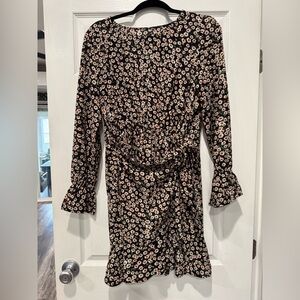 Floral Long Sleeve Wrap Dress